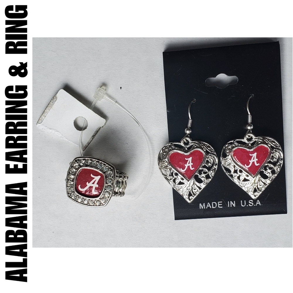 NYE SALE Earring and Ring Set Alabama Roll Tide